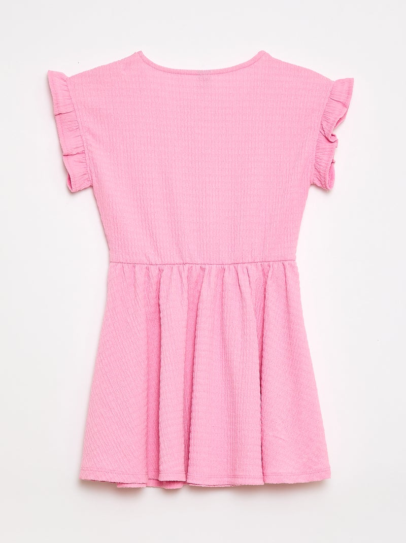 Vestido de punto gofrado abotonado en la parte delantera Rosa - Kiabi