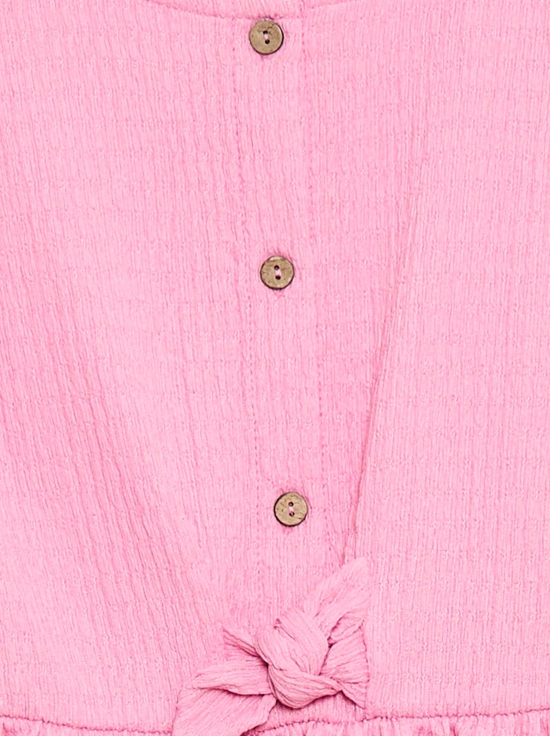 Vestido de punto gofrado abotonado en la parte delantera Rosa - Kiabi