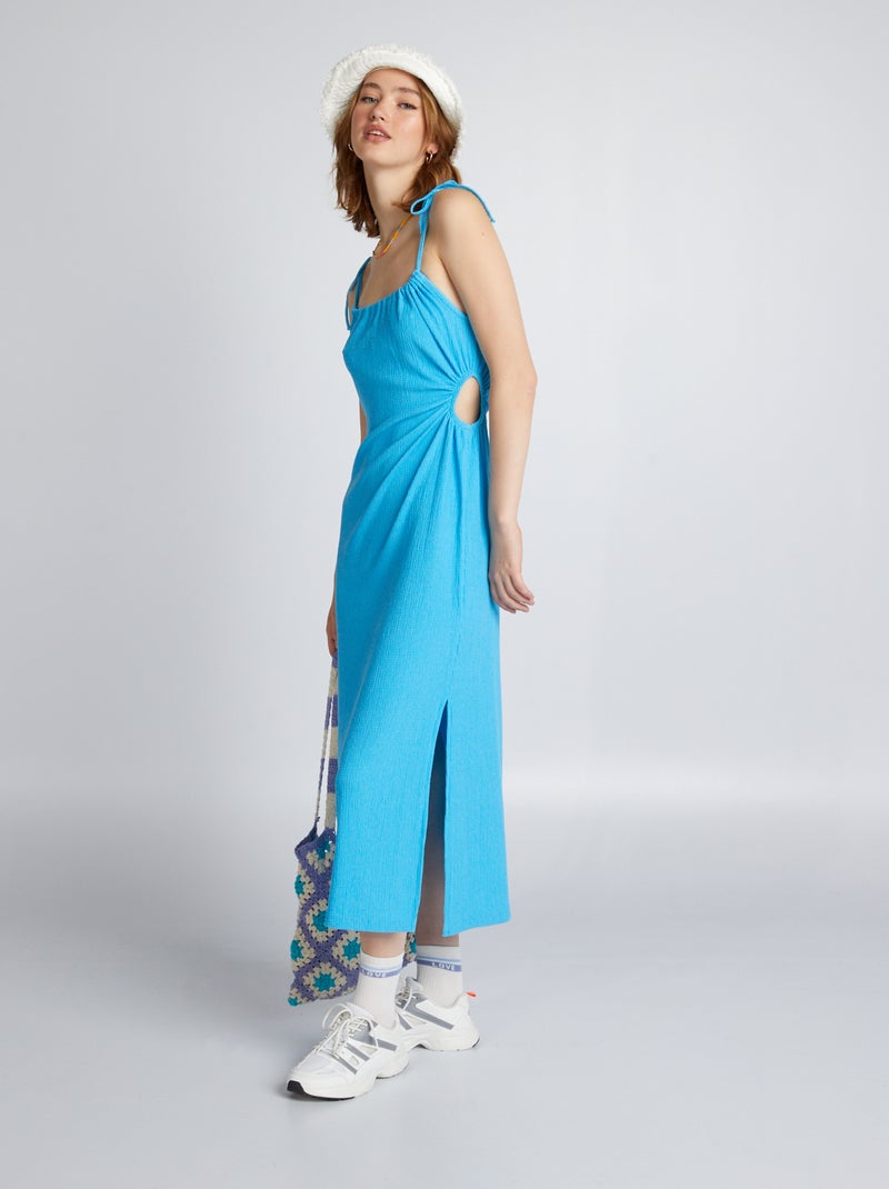 Vestido de punto gofrado AZUL - Kiabi