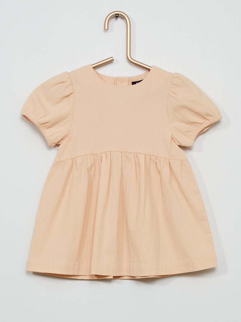 Vestido de punto gofrado BEIGE - Kiabi