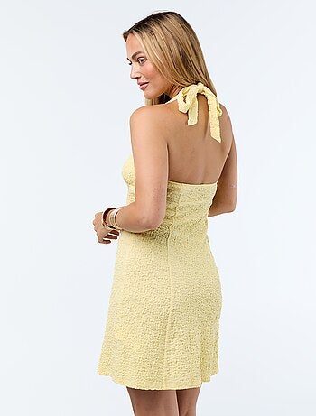 Vestido de punto gofrado con espalda descubierta