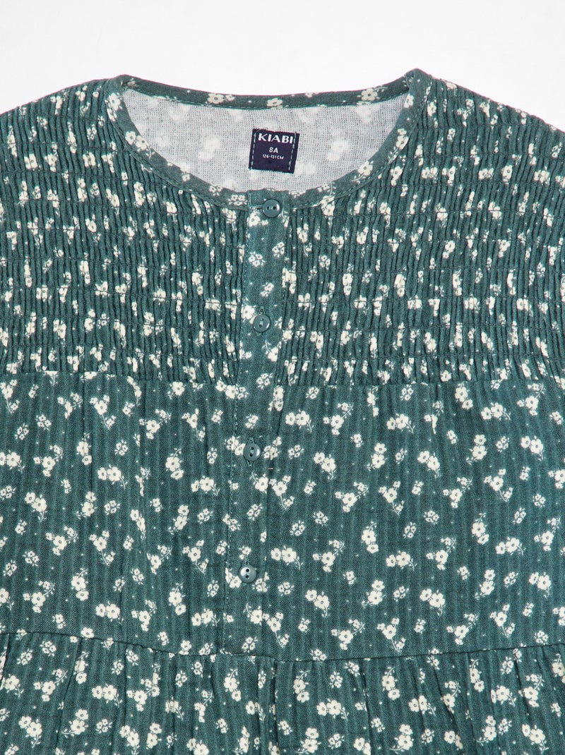 Vestido de punto gofrado de flores VERDE - Kiabi