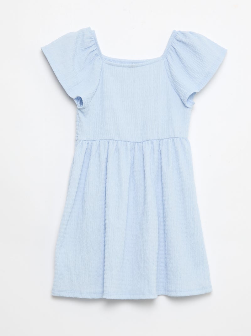 Vestido de punto gofrado liso Azul - Kiabi