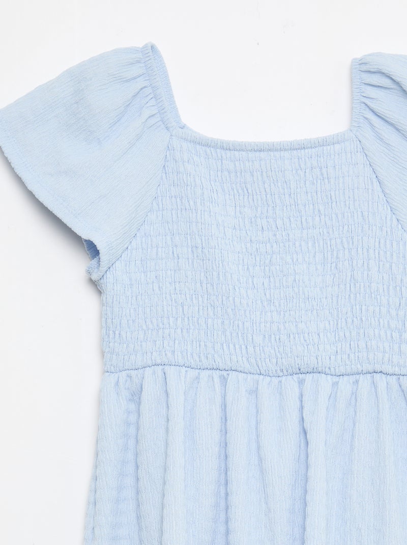 Vestido de punto gofrado liso Azul - Kiabi
