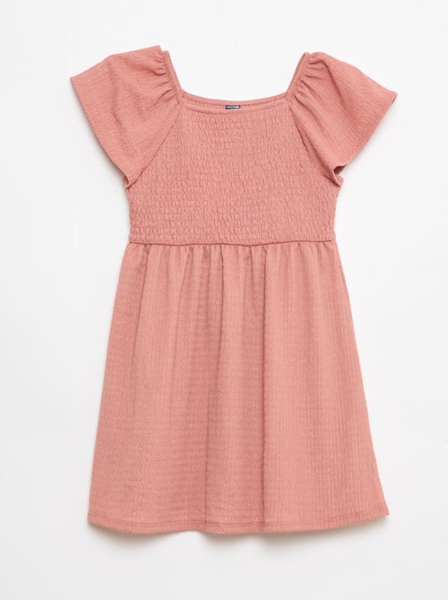 Vestido de punto gofrado liso - Kiabi