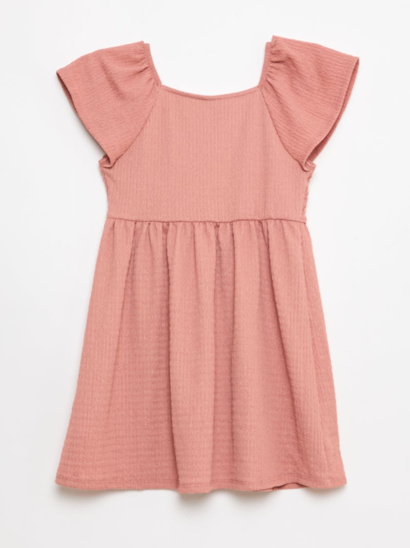 Vestido de punto gofrado liso Rosa - Kiabi