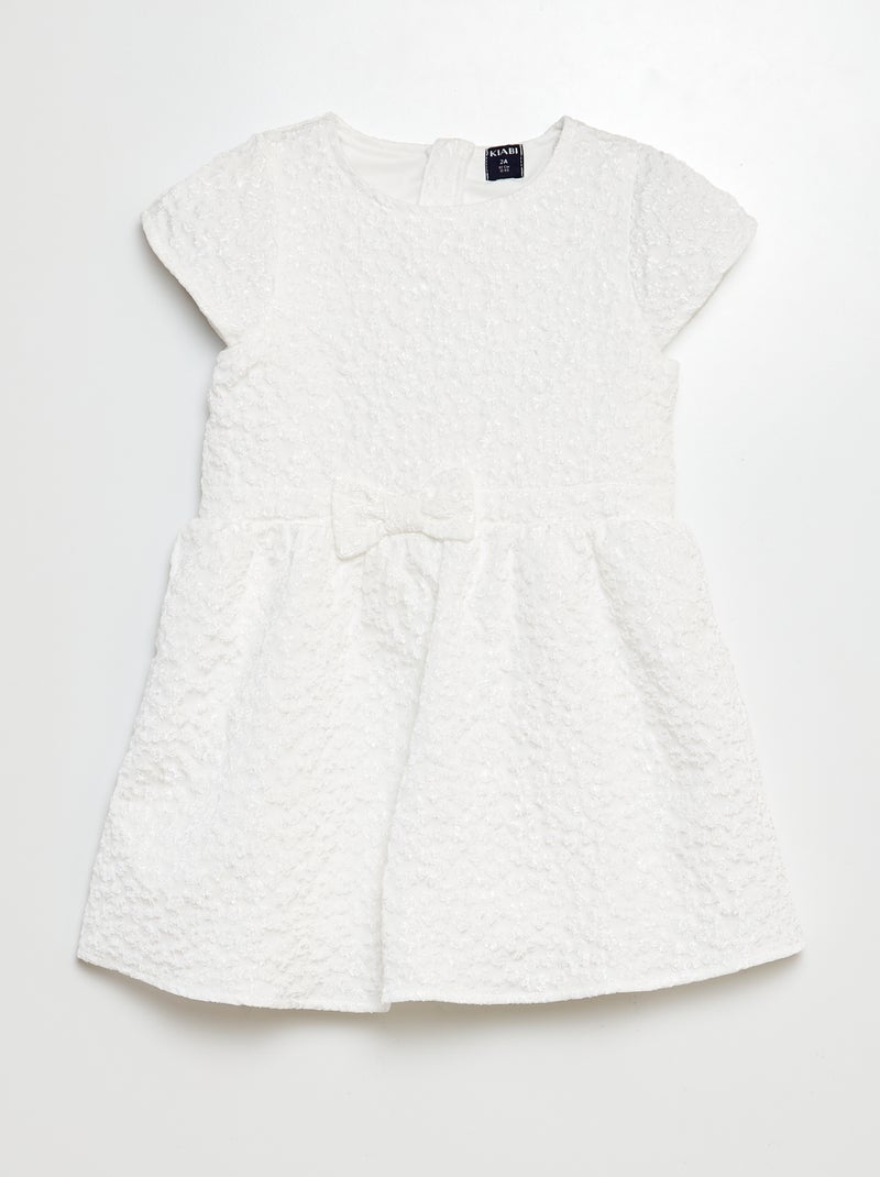 Vestido de punto grueso de fiesta bordados 'flores' BLANCO - Kiabi
