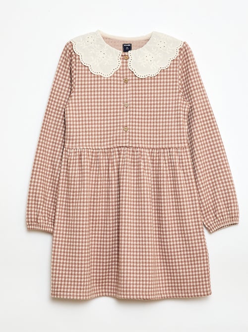 Vestido de punto jacquard con cuello Claudine - Kiabi