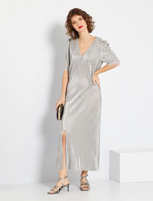 Vestido de punto lamé - plata - Kiabi - 22.00€