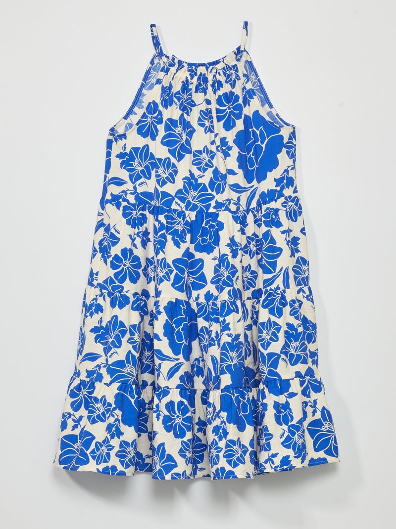 Vestido de punto ligero con motivo blanco/azul - Kiabi