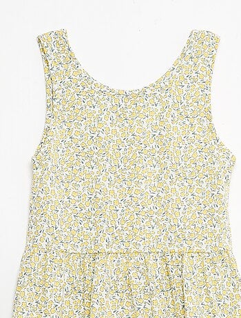 Vestido de punto ligero de tirantes finos con estampado integral en algodón