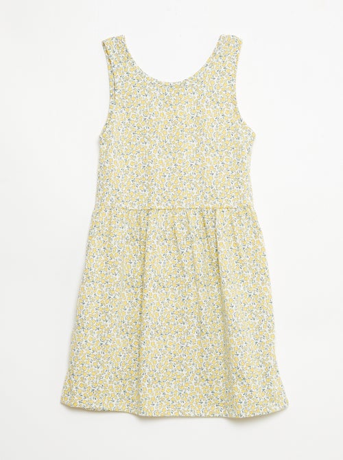 Vestido de punto ligero de tirantes finos con estampado integral en algodón - Kiabi