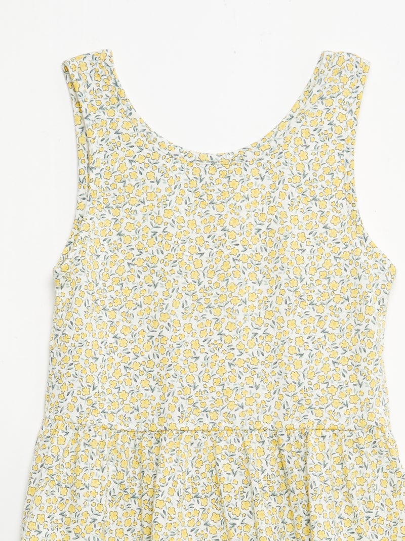 Vestido de punto ligero de tirantes finos con estampado integral en algodón Amarillo - Kiabi