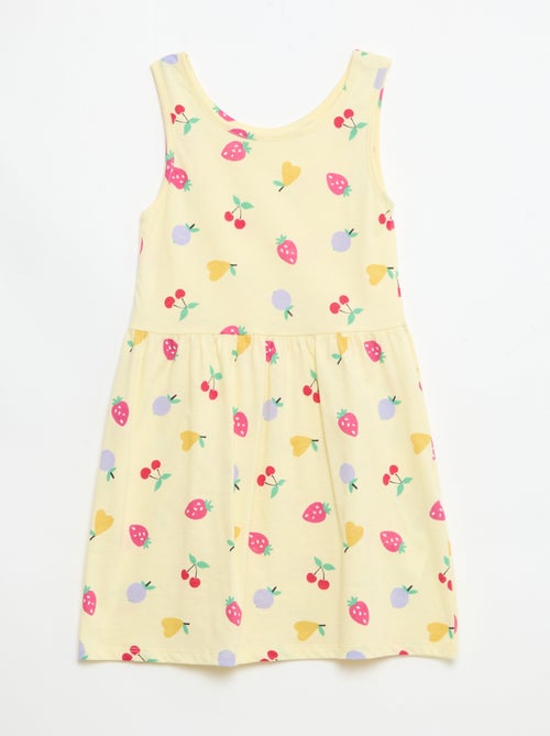 Vestido de punto ligero de tirantes finos con estampado integral en algodón - Kiabi