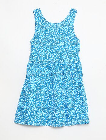 Vestido de punto ligero de tirantes finos con estampado integral en algodón