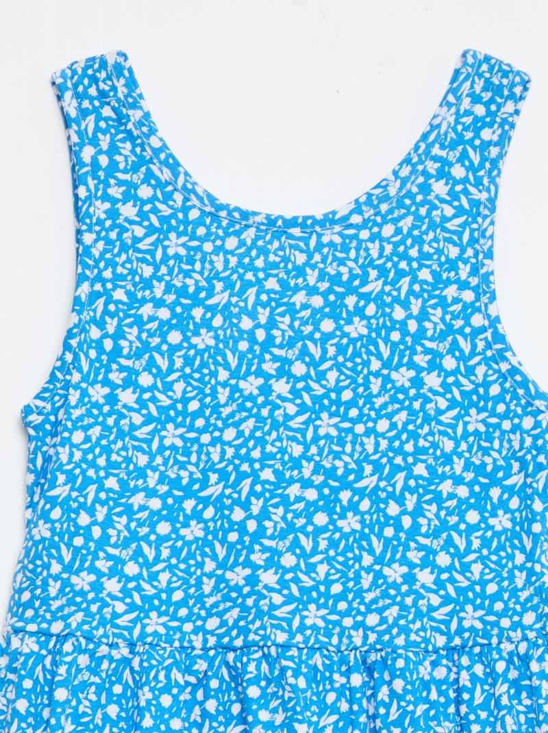 Vestido de punto ligero de tirantes finos con estampado integral en algodón Azul - Kiabi