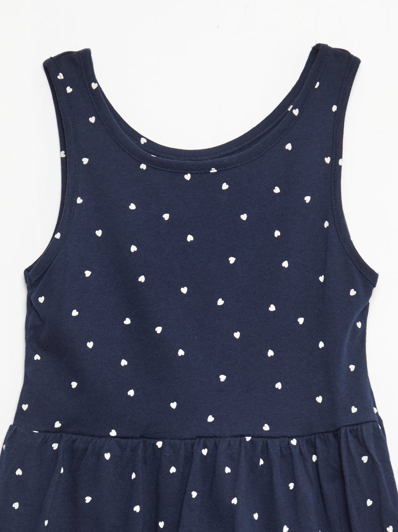 Vestido de punto ligero de tirantes finos con estampado integral en algodón Azul - Kiabi
