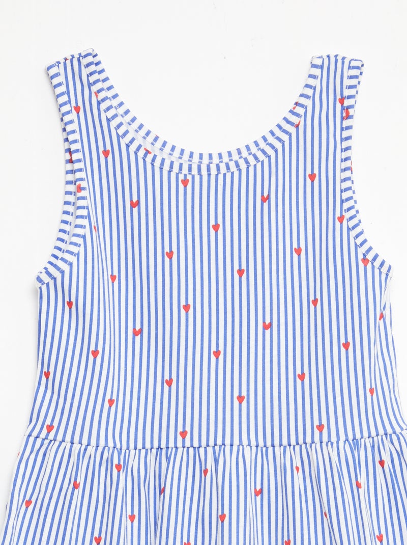 Vestido de punto ligero de tirantes finos con estampado integral en algodón Azul - Kiabi