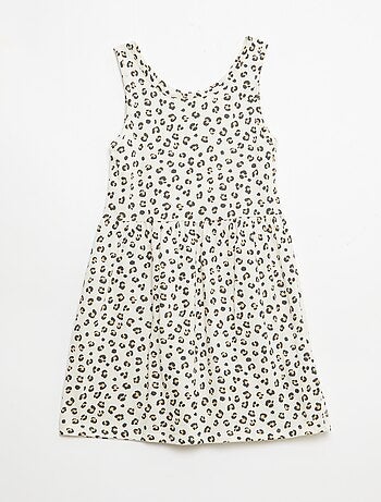 Vestido de punto ligero de tirantes finos con estampado integral en algodón