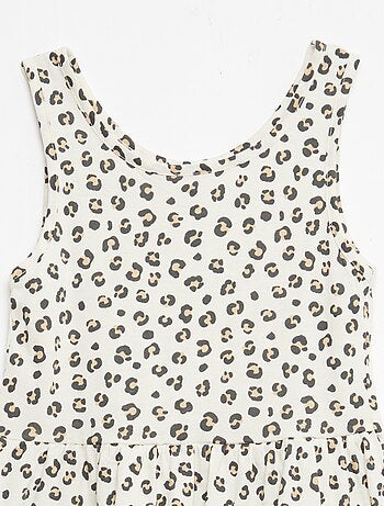 Vestido de punto ligero de tirantes finos con estampado integral en algodón