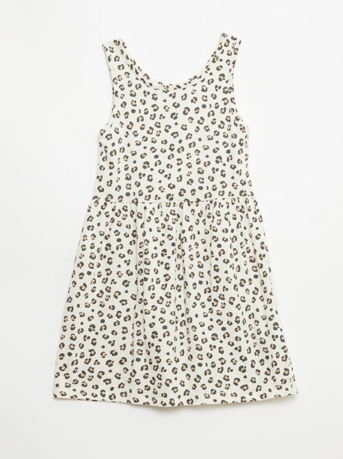 Vestido de punto ligero de tirantes finos con estampado integral en algodón - Kiabi