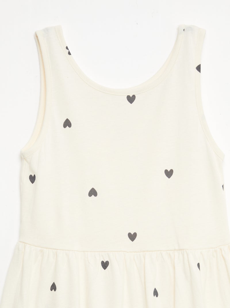Vestido de punto ligero de tirantes finos con estampado integral en algodón Beige - Kiabi
