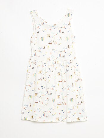 Vestido de punto ligero de tirantes finos con estampado integral en algodón