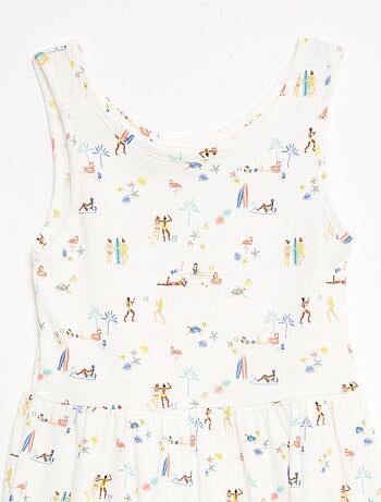 Vestido de punto ligero de tirantes finos con estampado integral en algodón