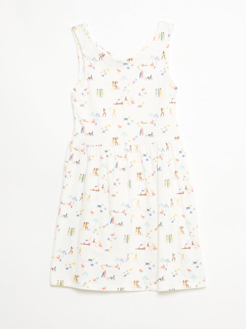 Vestido de punto ligero de tirantes finos con estampado integral en algodón - Kiabi