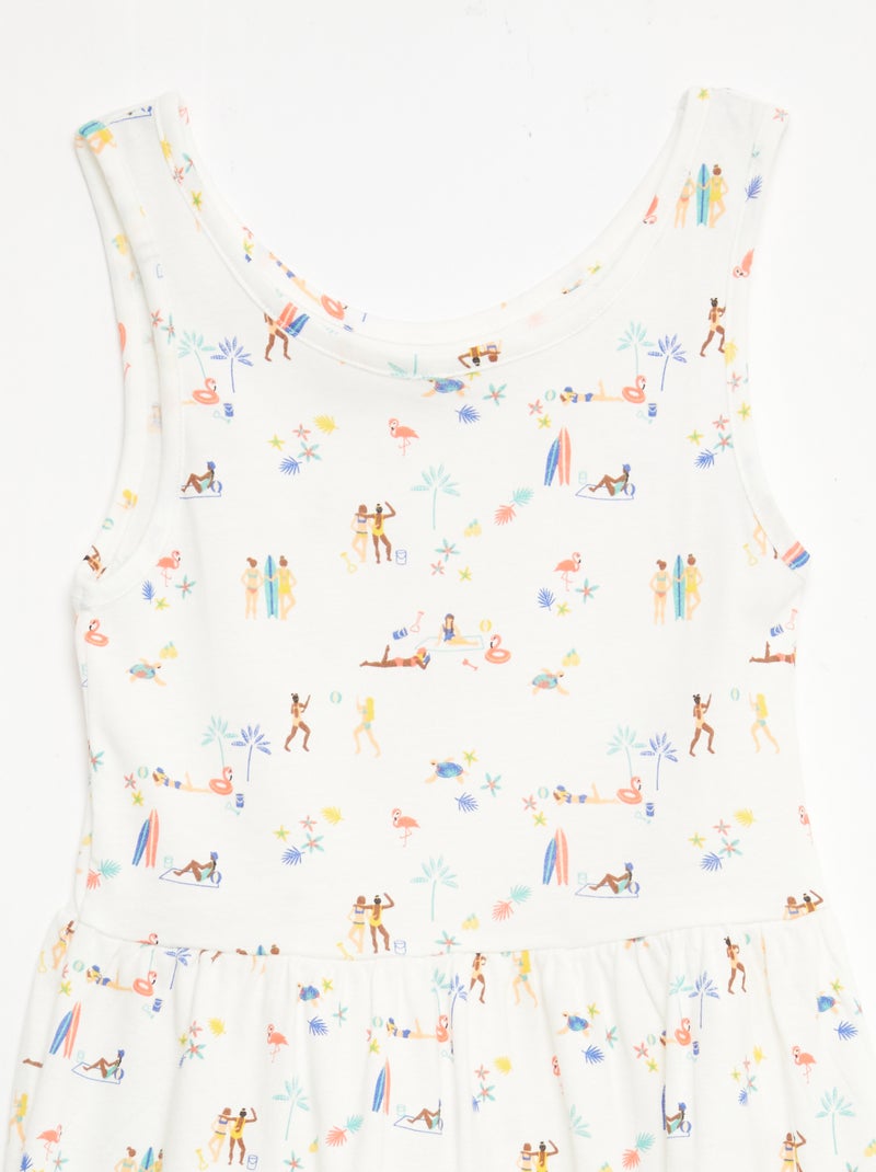 Vestido de punto ligero de tirantes finos con estampado integral en algodón Blanco - Kiabi