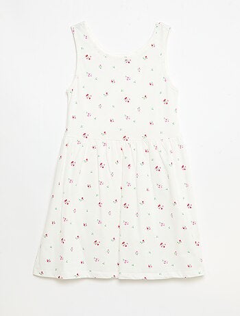 Vestido de punto ligero de tirantes finos con estampado integral en algodón