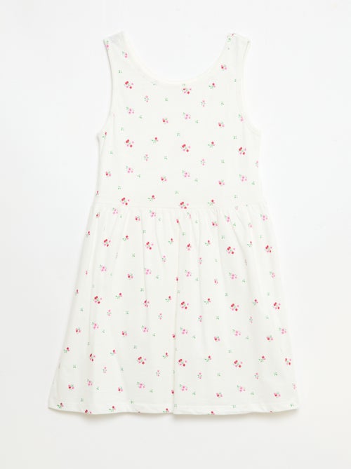 Vestido de punto ligero de tirantes finos con estampado integral en algodón - Kiabi