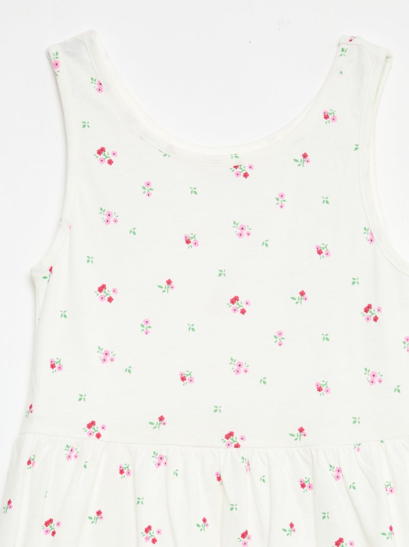 Vestido de punto ligero de tirantes finos con estampado integral en algodón Blanco - Kiabi