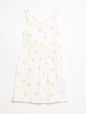 Vestido de punto ligero de tirantes finos con estampado integral en algodón