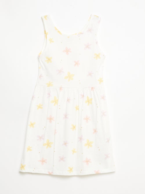 Vestido de punto ligero de tirantes finos con estampado integral en algodón - Kiabi