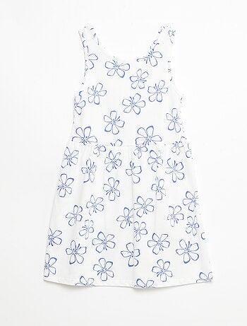 Vestido de punto ligero de tirantes finos con estampado integral en algodón