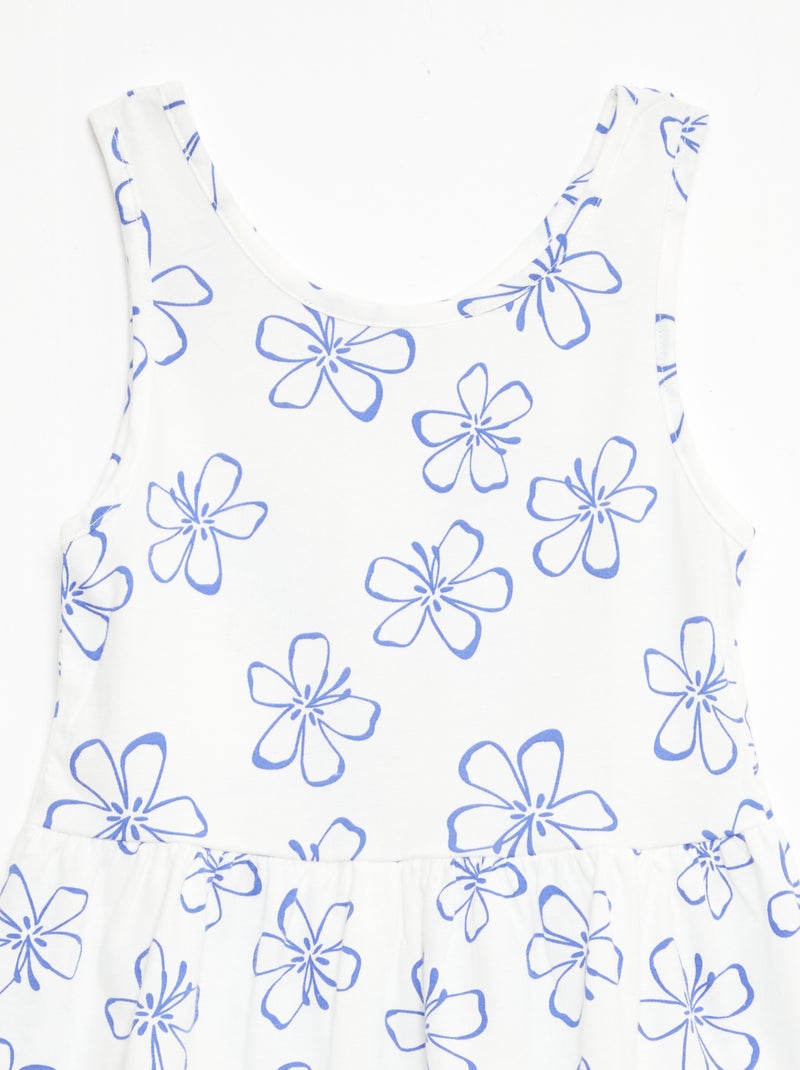 Vestido de punto ligero de tirantes finos con estampado integral en algodón Blanco - Kiabi