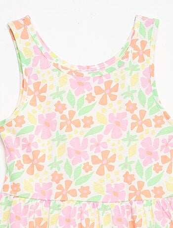 Vestido de punto ligero de tirantes finos con estampado integral en algodón