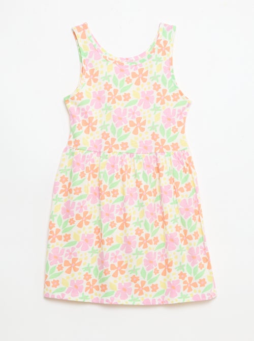 Vestido de punto ligero de tirantes finos con estampado integral en algodón - Kiabi