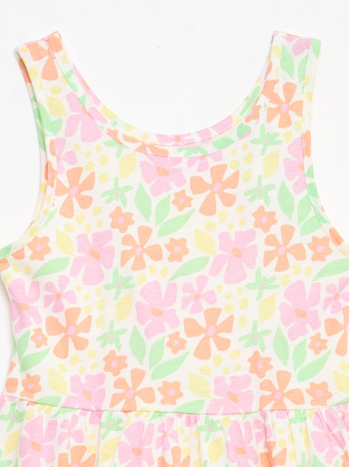 Vestido de punto ligero de tirantes finos con estampado integral en algodón - Kiabi