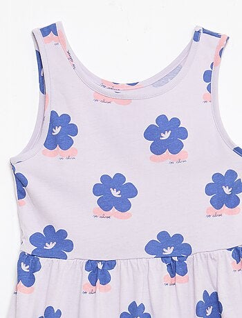 Vestido de punto ligero de tirantes finos con estampado integral en algodón