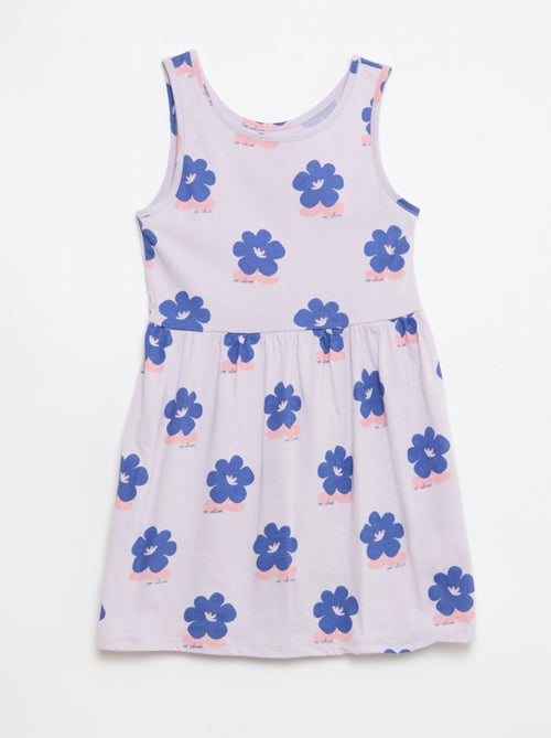 Vestido de punto ligero de tirantes finos con estampado integral en algodón - Kiabi