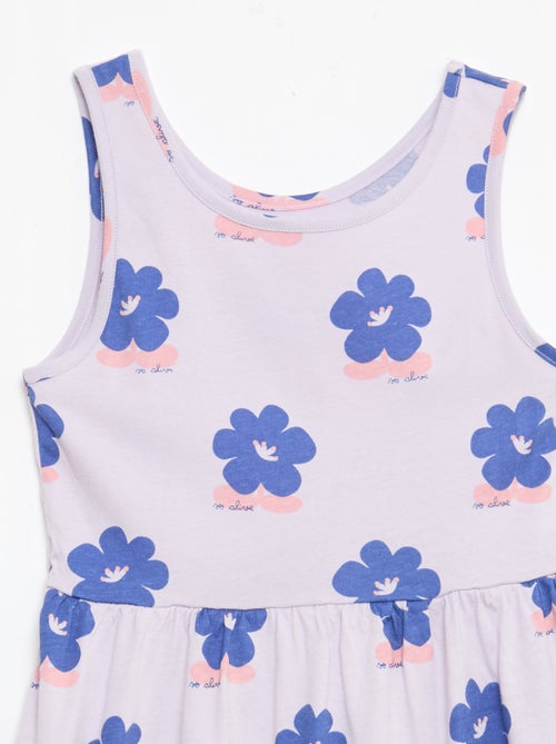 Vestido de punto ligero de tirantes finos con estampado integral en algodón - Kiabi