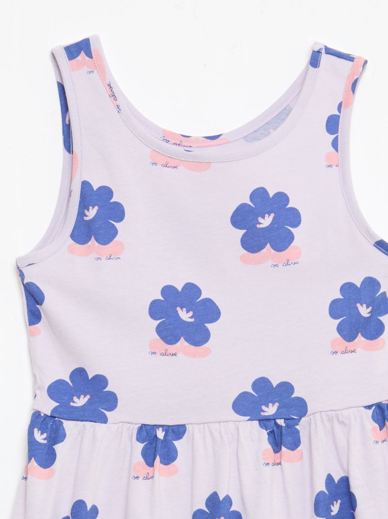 Vestido de punto ligero de tirantes finos con estampado integral en algodón Purpura - Kiabi