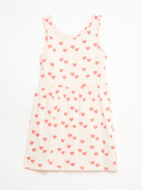 Vestido de punto ligero de tirantes finos con estampado integral en algodón - Kiabi