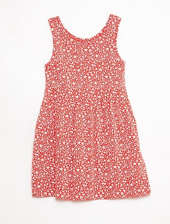 Vestido de punto ligero de tirantes finos con estampado integral en algodón