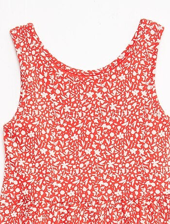 Vestido de punto ligero de tirantes finos con estampado integral en algodón