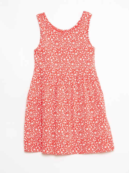 Vestido de punto ligero de tirantes finos con estampado integral en algodón - Kiabi