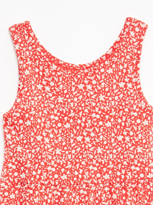 Vestido de punto ligero de tirantes finos con estampado integral en algodón - Kiabi