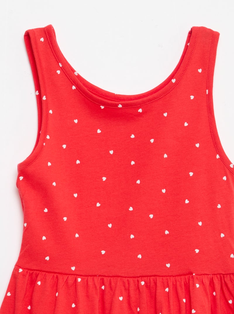 Vestido de punto ligero de tirantes finos con estampado integral en algodón Rojo - Kiabi